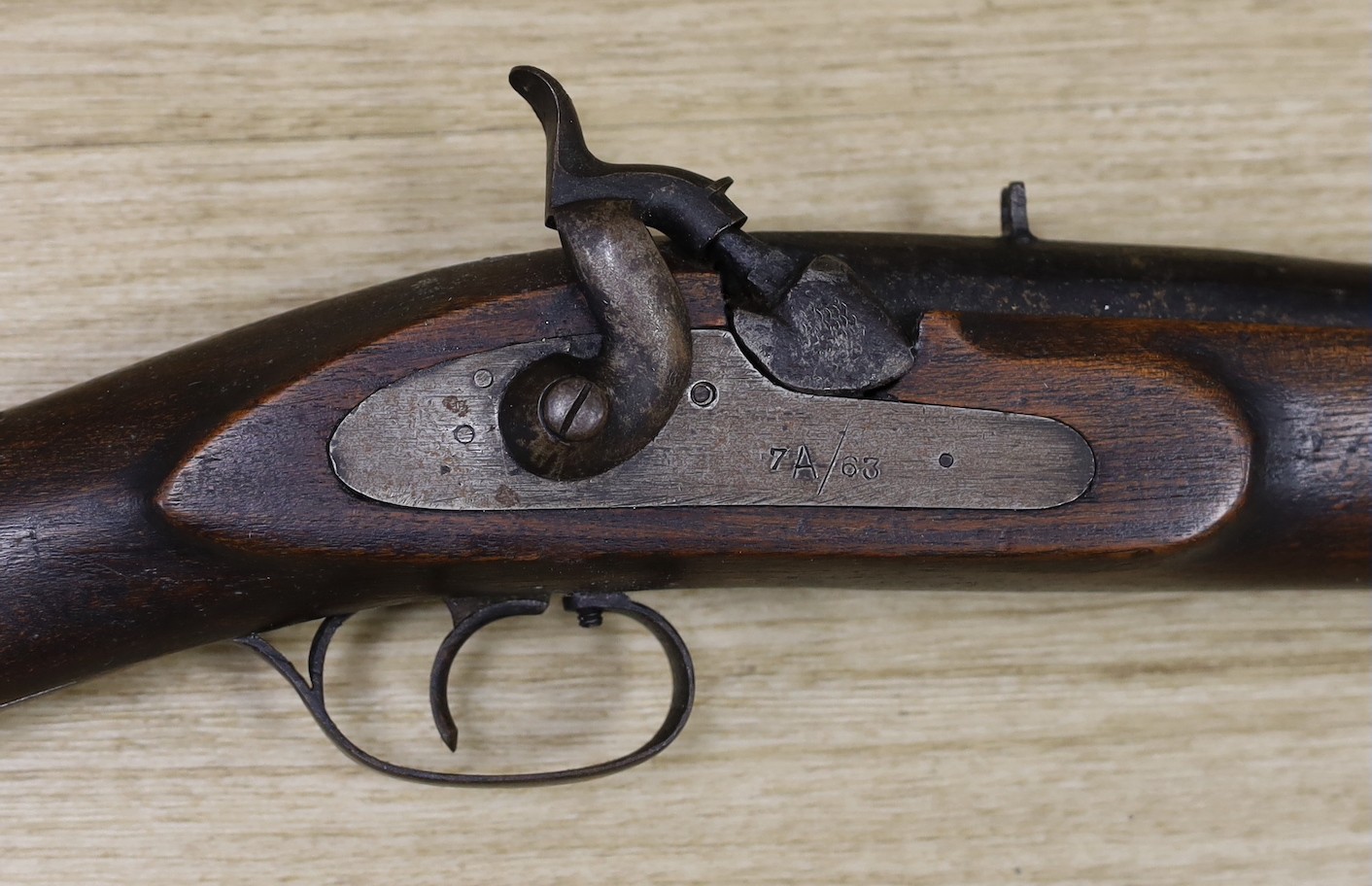 A percussion cap rifle, 136cm long